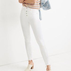 Madewell High Waisted White Skinny Cut Off Jeans